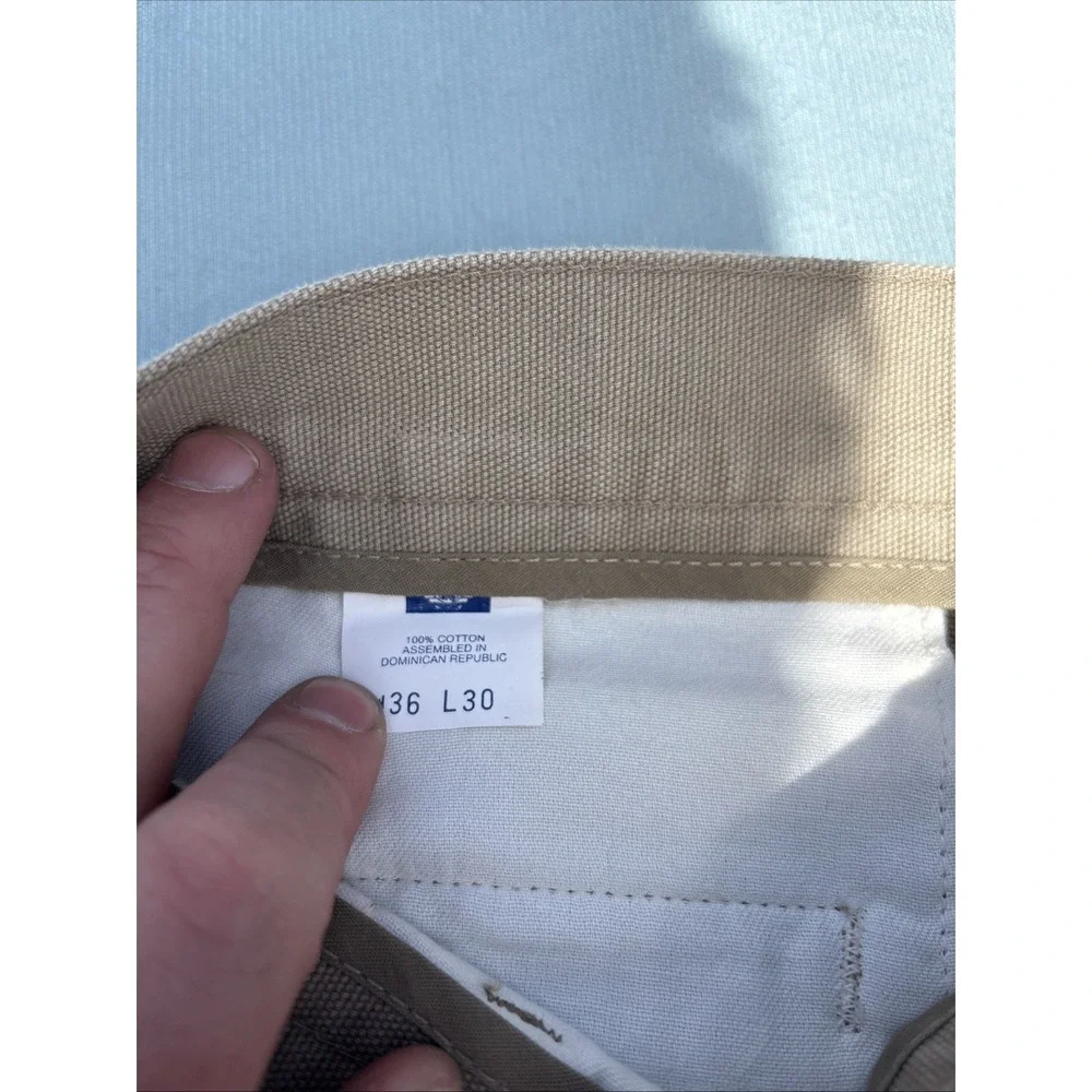 Dockers Khakis Mens 36x30 Tan Pleated Cotton Canvas Straight Leg Pants WPL 423